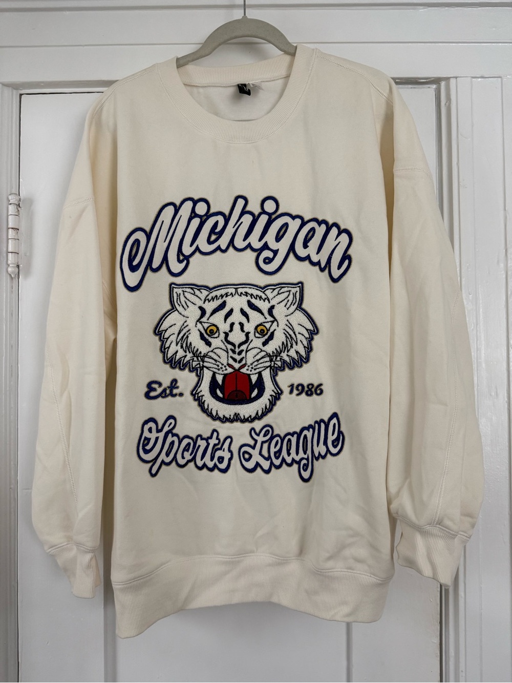 H&M Cream Graphic Tiger Crewneck Sweatshirt